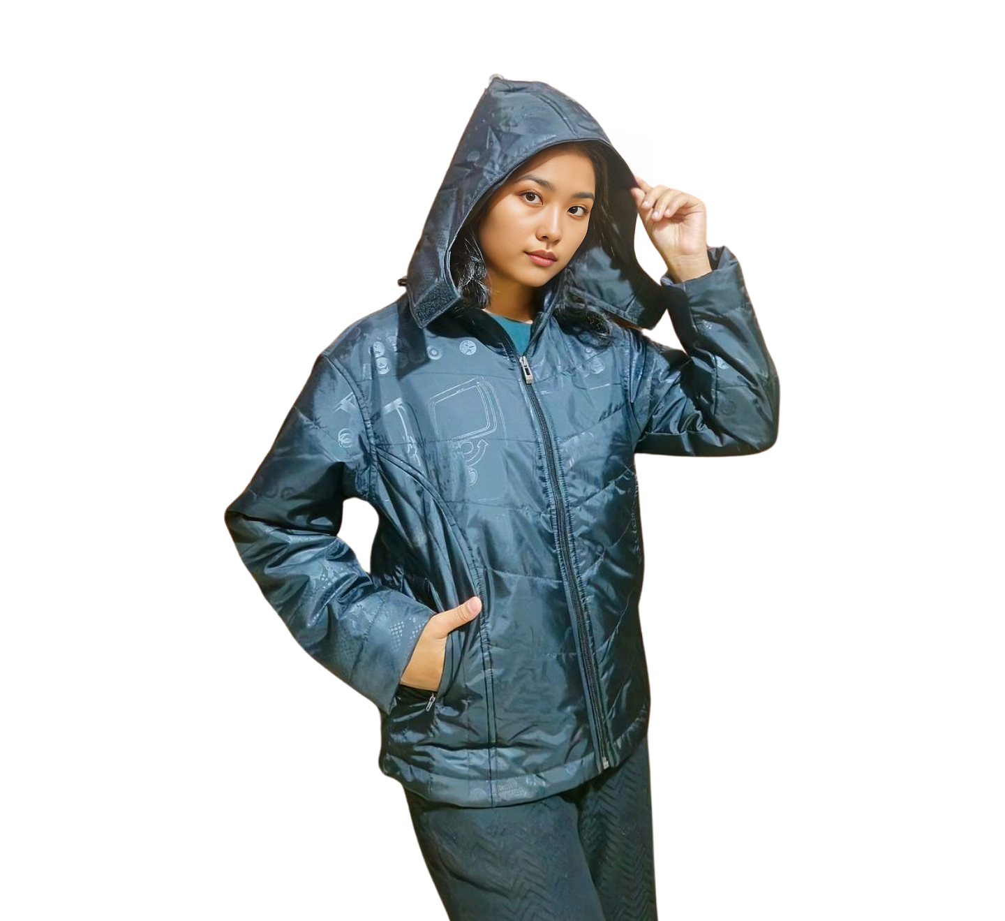 CRABIE ShadowScript Women’s Printed Hooded Puffer Jacket